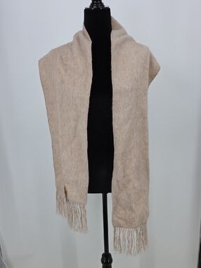 Beige Fringe Shawl Scarf - Women Accessories